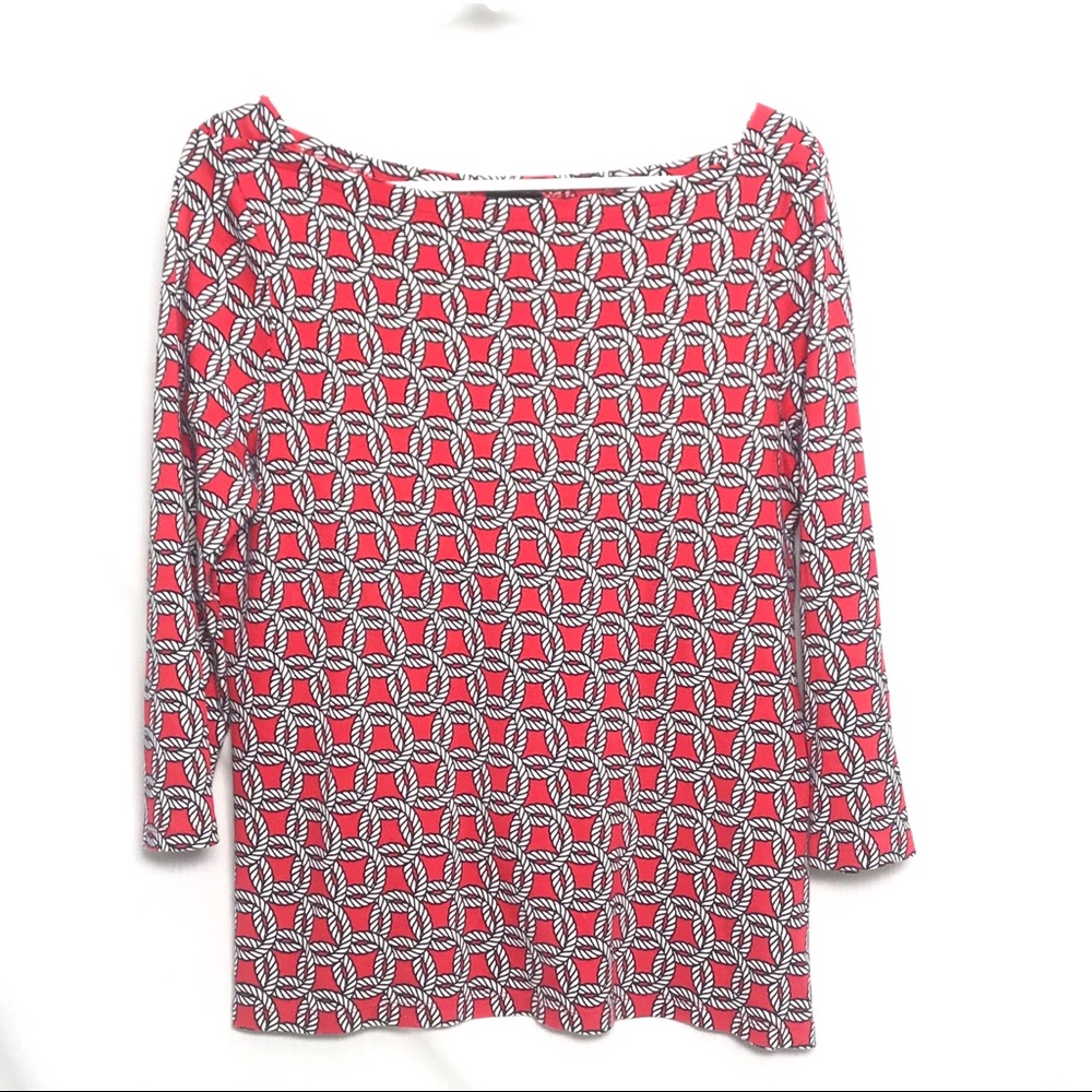 Talbots rope pattern NAUTICAL print top PINK